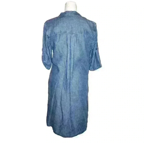 Chelsea & Theodore women's blue denim shift dress midi size small - Picture 2 of 8